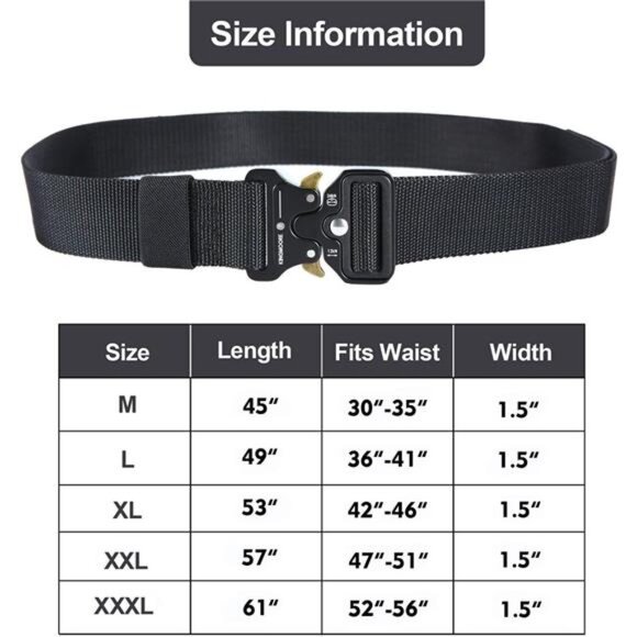 Men's Tactical Belt Heavy Duty WebbingBelt Adjustable Military Style Nylon Belts - Picture 5 of 7